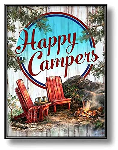 NIHO-JIUMA Happy Camping Diamond Painting Kits, 5D DIY Camper Full Drill Canvas Diamond Art kit Gift for Adults,Home Decoration(12X16 inches/30 x40 cm)
