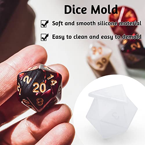 Polyhedral Dice Molds and Standard Dice Mold, D20 and D6 Dice Silicone Molds, DIY Epoxy Resin Casting Molds for Jewelry Craft Making, Digital DND RPG Table Board Game
