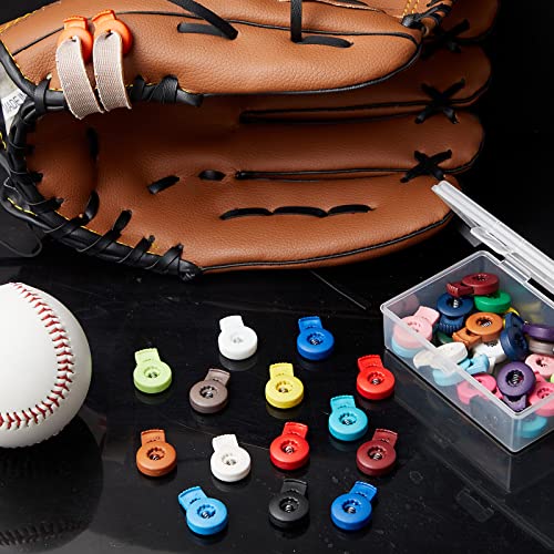 80 Pack Plastic Cord Locks for Drawstrings, Round Sliding Single Hole Spring Stop Drawstring Toggle Lanyard Stopper Clip Sliding Fastener Buttons for Glove Paracord Mask Luggage, 20 Color