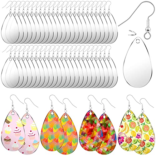 168 Pieces DIY Earrings Making Kit Includes Acrylic Transparent Teardrop Earring Pendants Clear Acrylic Earring Blanks Earring Hooks and Open Jump Rings for DIY Earrings Projects and Crafts