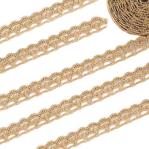 Gold Lace Trim Metaillic Venice Lace Trim Gold Embroidery Lace Trim Straight Craft Lace for Sewing, Costumes, Gowns, Home Decor (4.8 Yards)