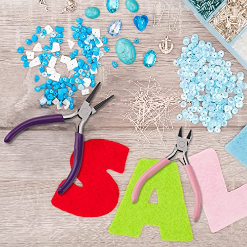 4 Pack Jewelry Pliers Jewelry Making Pliers Tools Kit with Needle Nose Pliers/ Chain Nose Pliers, Round Nose Pliers, Bent Nose Pliers, Wire Cutters for Wire Wrapping Earring Craft Making Supplies