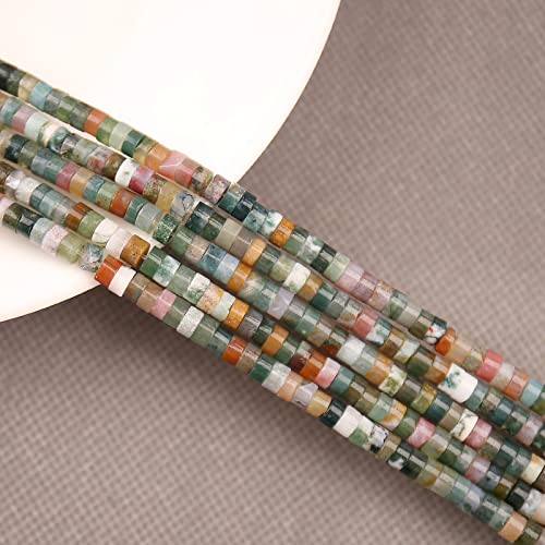 150PCs Natural India Agate Spacer Beads, Loose Semi Precious Flat Round Gemstone Heishi Disc Stone Beads for Beading Jewelry Making 4mm*2mm 38cm