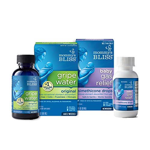 Mommy's Bliss Gripe Water Original 2 Fl Oz & Baby Gas Relief Drops 1 Fl Oz Combo Pack, Helps Relieve Baby's Gas, Colic, Hiccups & General Fussiness, Safe & Gentle for Babies, Total 3 Fl Oz