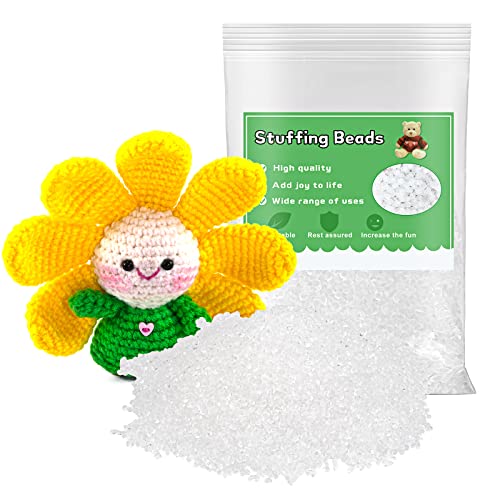 Bupete White Stuffing Beads, Elastic Transparent Fill, Bean Bag Balls Refill, 100g/3.52oz Pour and Storage Bag, Thermoplastic Fill Beads for Stuffed Animal Toys, Bean Bags, Fill Crafts