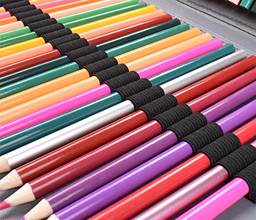 Shulaner 184 Slots Pencil Case Large Capacity Portable Zipper Pencil Holder Organizer for Colored Pencil, Watercolor Pencils or Ordinary Pencils, Black