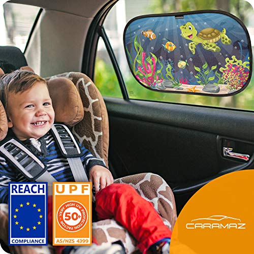 CARAMAZ Car Window Shade for Baby with Certified UV-Protection 2 Pack - 20"x12" OPTIDARK