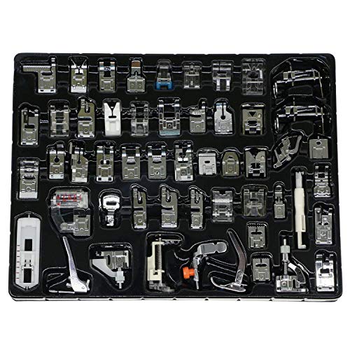 eoocvt 52pcs Domestic Sewing Machine Presser Feet Set for Brother, Babylock, Singer, Janome, Elna, Toyota, New Home, Simplicity, Necchi, Kenmore, and White Low Shank Sewing Machines