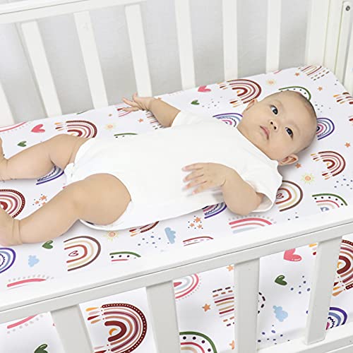 Rainbow World Crib Sheet Set Jersey Cotton, Fitted Cotton Baby & Toddler Universal Crib Sheets , Rainbow World