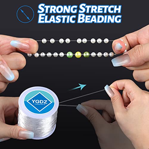 1mm Bracelet String, YGDZ 3 Rolls Bead String Stretch Cord Clear Crystal Elastic String for Jewelry Making Bracelets (100m/Roll)