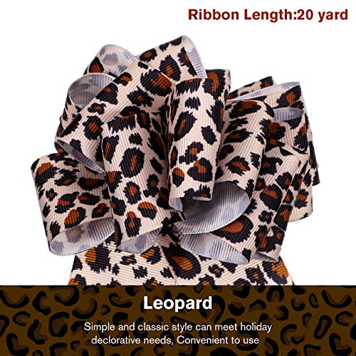 Leopard Print Grosgrain Ribbon 1.5 Inch 20 Yards Leopard Ribbon Craft Ribbon for Hair Bows Headbands Making and Craft Wrapping