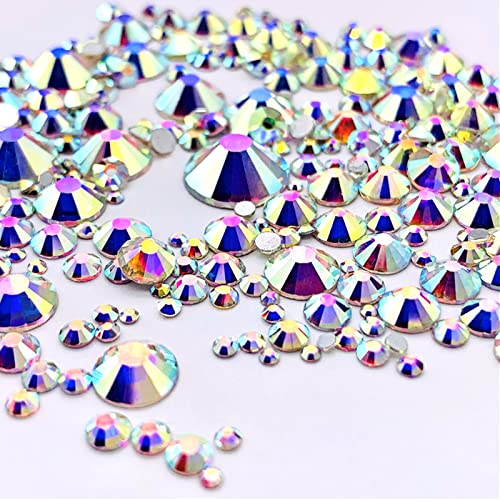 Pawkyjar 720Pieces Glass Hotfix Rhinestone, SS20 4.8MM Flatback Hotfix Crystals for Crafts Clothing, Round Flatback Glass Gemstones for Dance Costumes (CrystalAB, SS20 4.8MM)