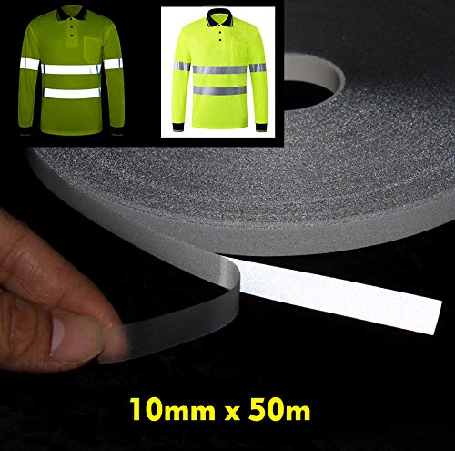 Elastic Silver Iron On Reflective Tape Heat Transfer Vinyl DIY 10mm x 50meter