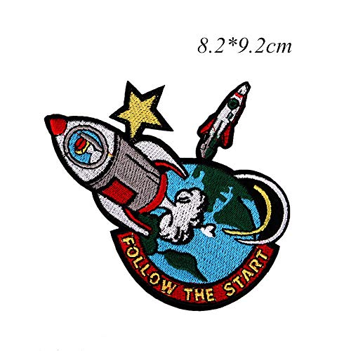 17 Pcs/Set Embroidery Patches Outer Space Planet Pattern Sew On Patches Iron On Patches for Clothes Badges Sticker for Jeans(Rocket Series)