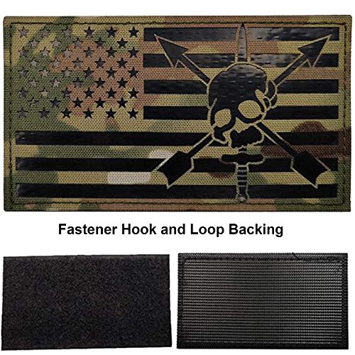 IR Infrared Reflective Pirate American USA US Flag Patches, Emblem Tactical Military Morale Fastener Hook and Loop Backing Badges Decorative Appliques
