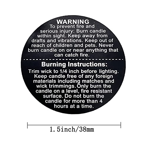 1000pcs Candle Warning Labels,1.5inch Candle Jar Container Stickers, Candle Safety Stickers for Candle Making DIY Candle Jars, Black