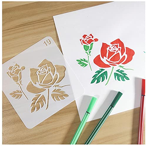 SuiGlory 20pcs Plastic Stencils for Painting, Painting Templates Stencil for DIY Scrapbook Furniture Wall Floor Home Decors (Flower)