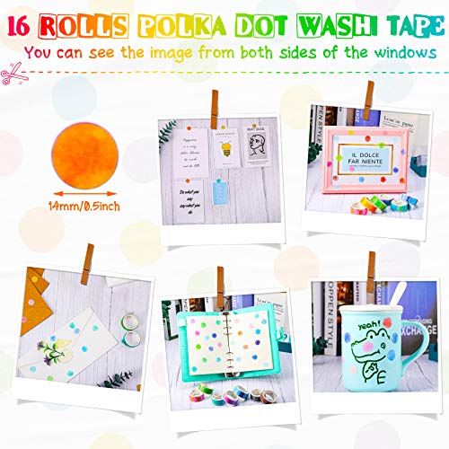 9/16 Inch Fruits Candy Dot Washi Tapes 800 Dots Writing Circle Stickers for DIY Decorative Diary Planner Scrapbooking (16 Rolls)
