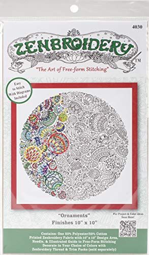 Design Works Crafts 4030 Zenbroidery Kit, Christmas Ornaments, Multicolor