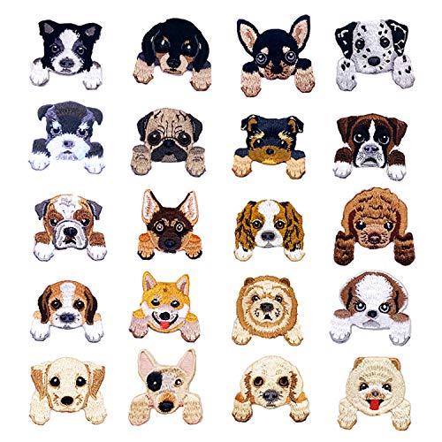 Woohome 20 PCS Dog Iron On Patches Sew On Patches DIY Decoration or Repair, Embroidered Appliques for Clothing Backpacks Jeans T-Shirt Caps Shoes