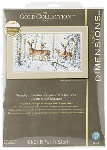 Dimensions Gold Collection Counted Cross Stitch Kit, Woodland Winter, 18 Count White Aida, 10'' x 18''