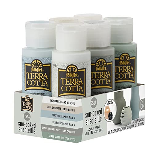 FolkArt Terra Cotta Acrylic Paint Set, Sun-Baked 6 Piece DIY Terra Cotta Acrylic Paint Kit Featuring 6 Colors For DIY Indoor & Outdoor Multi-Surface Craft Projects, 7594