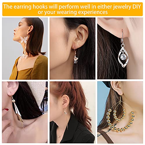 Yuronam 360 Pcs 925 Sterling Silver Earring Hooks Kit，Include Ear Wires Hypo-allergenic Earring Fish Hooks, Open Jump Rings, Clear Silicone Earring Backs for DIY Jewelry Making(Silver)
