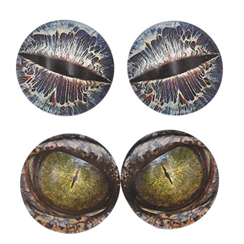 10 Pairs 10mm Glow in the Dark Glass Dinosaur Eyes Round Dome Glass Cabochons Flatback for DIY Craft Clay Animal Lizard Eyes