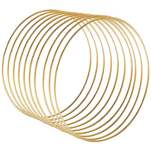 Sntieecr 10 Pack 10 Inch Large Metal Floral Hoop Wreath Macrame Gold Hoop Rings for DIY Home Decorations, Wedding Wreath Decor, Dream Catcher and Macrame Wall Hanging Crafts