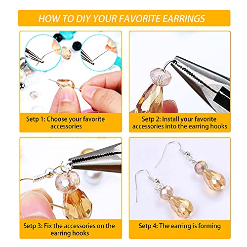 Yuronam 360 Pcs 925 Sterling Silver Earring Hooks Kit，Include Ear Wires Hypo-allergenic Earring Fish Hooks, Open Jump Rings, Clear Silicone Earring Backs for DIY Jewelry Making(Silver)