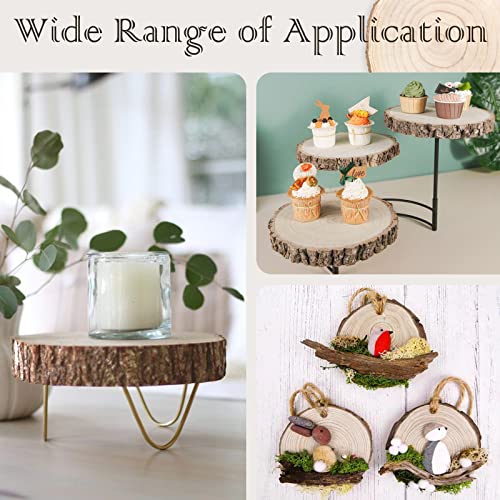 ZOCONE Wood Slices 4 Pcs 7-8 Inches Unfinished Wood Rounds, Natural Paulownia Wood Slices for Centerpieces, Wood Pieces Decoration with Bark, DIY Wooden Ornaments for Wedding, Painting
