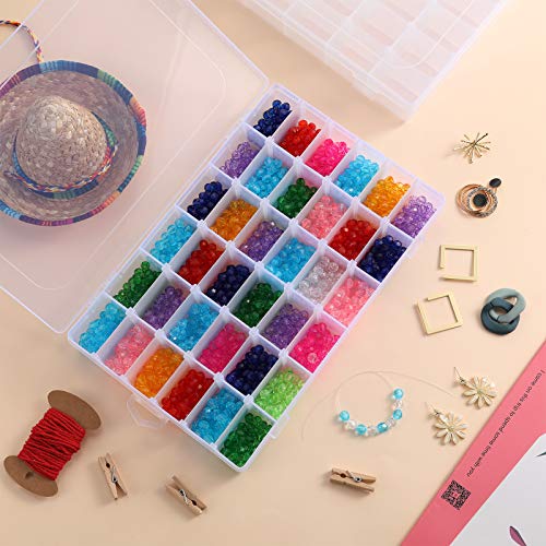 5 Pieces Plastic Jewelry Storage Organizer Boxes Clear Container with Removable Dividers for Beads Nail Art Painting Rhinestone Embroidery Fishing Tackles DIY Crafts Accessories (36 Grids)