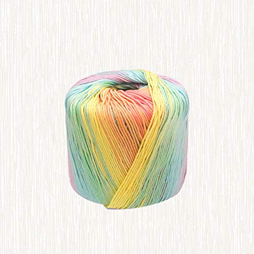 HEALLILY 1 Roll 133M Color Yarn Segment Soft Yarn Dyed Gradient Cotton Yarn Skeins Hat Shawl Line Material for Hand Knitting DIY Sweater Blanket Costume (Light Rainbow)