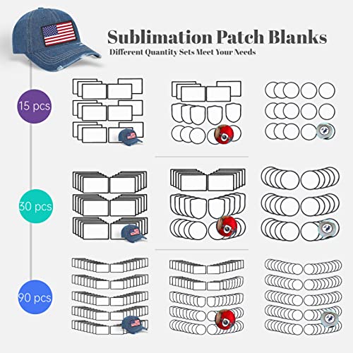 30 PCs Sublimation Patches - Iron On Blank Patches for DIY Crafts Hats Caps Backpack Uniforms New Year Gifts (Mixed / 30PCs)