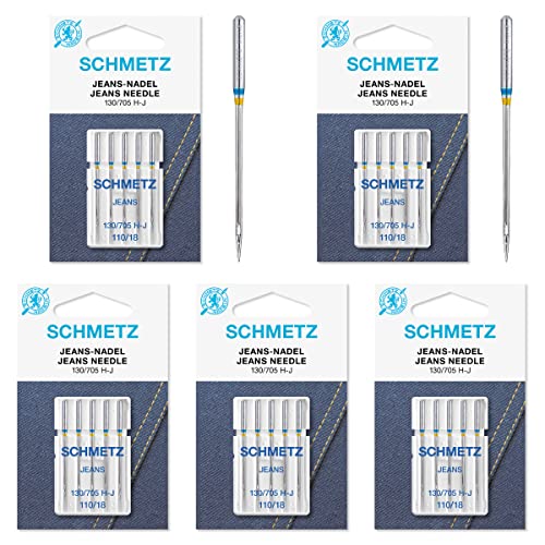 25 Schmetz Jeans Denim Sewing Machine Needles 130/705H-J Size 110/18