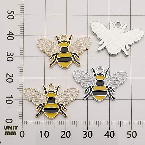 WOCRAFT 20 pcs Assorted Gold Plated Enamel Bee Honeybee Charms for Jewelry Making Necklace Bracelet Earring (M425)