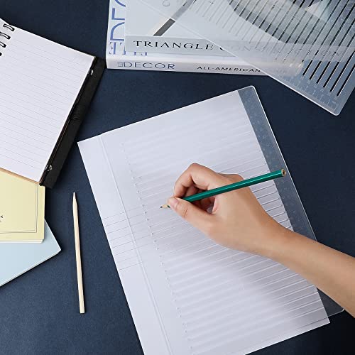 2 Packs Plastic Straight Line Stencil Template for Journaling Spacing Line Lettering Guide 11 Inch Scale Writing Ruler Envelope Addressing Template with Bamboo Stick and 2B Pencil for Paper Card Aids
