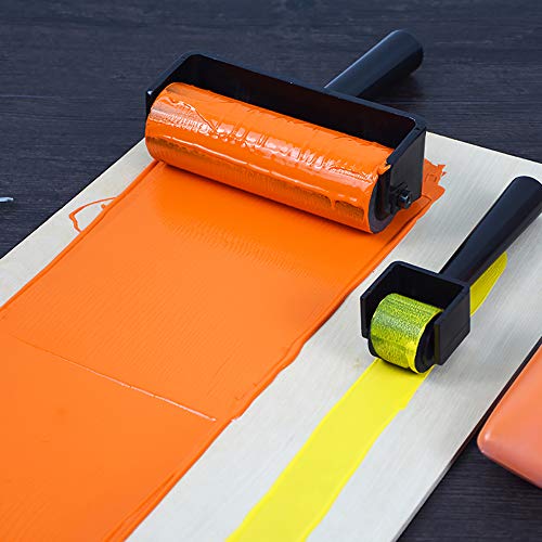 Hard Rubber Brayer Roller,Anti Skid Tape Construction Tool for Printmaking Wallpapers Stamping Gluing Application (3.8 Inch)