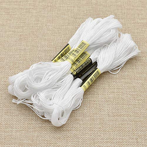 White Embroidery Floss, 24 Skeins Embroidery Thread Friendship Bracelet String, Cross Stitch Threads Hair Wrap Yarn