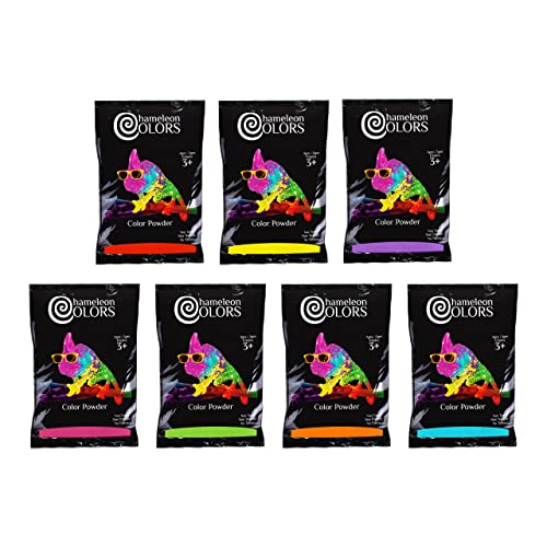 Chameleon Colors Rainbow Color Powder, 7 Colors of Holi Color, 7 Pounds (1 Pound per Bag), Pack of 7