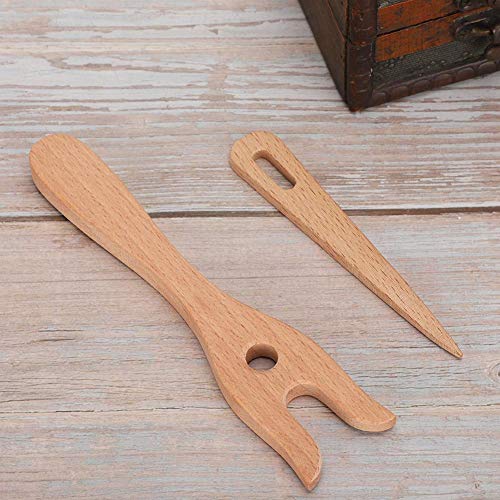 Knitting Fork Set, Wooden Knitting Fork and Big Eye Crochet Needle Kit DIY Weaving Tools for Bracelet Necklace Weaving and Cord Making