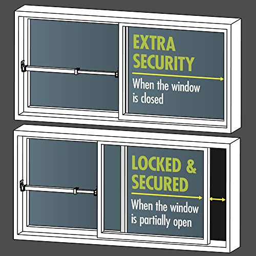 Ideal Security Window or Patio Door Security Bar with Child-Proof Lock, Extendable, White (15.7-26.75 Inches)