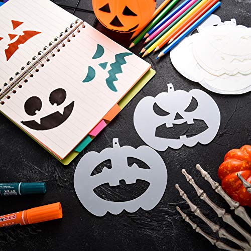24 Pieces Halloween Pumpkin Faces Stencil Plastic Pumpkin Drawing Templates Pumpkin Pattern Stencils Reusable Face Art Stencils for Pumpkin Carving DIY Painting Crafting