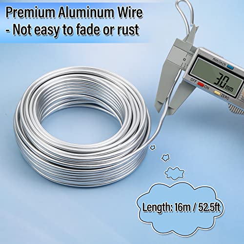 3mm Craft Wire for Sculpting, 52 Ft Aluminum Wire Bendable Thick Metal Wire for Bonsai Trees Floral Armature Wire Weaving Wrapping Clay Models Dolls DIY Jewelry Making (9 Gauge Thickness)