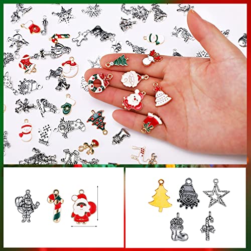 90 Pieces Christmas Charms Assorted Christmas Pendants Jewelry Pendant Accessory for Xmas Party Necklace Bracelet Earring DIY Supplies