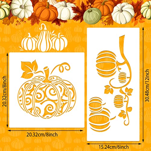 11 Pieces Fall Painting Stencils Autumn Stencil Reusable Pumpkin Maple Leaf Stencils Plastic Thanksgiving Templates for Painting on Wood Home Crafts Decor (Pumpkins,8 x 8 Inch, 6 x 12 Inch)