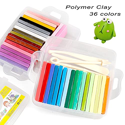 Polymer Clay Starter Kit, CiaraQ 36 Colors Oven Bake Modeling Clay, Safe & Non-Toxic, Great Gift for Kids and Beginners.