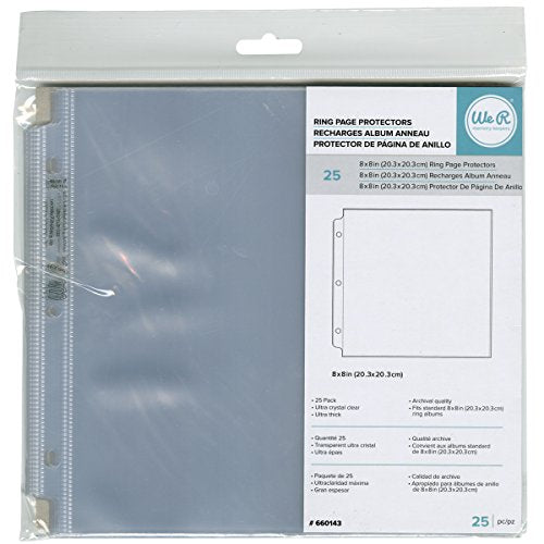 We R Memory Keepers 660143 Ring Photo Sleeves 8"X8" 25/Pkg-Full Page, Grey