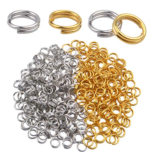 Aylifu 6mm Split Rings, 600 Pieces Small Split Key Rings Double Loop Jump Rings Connectors for DIY Jewelry Making - Silver and Gold