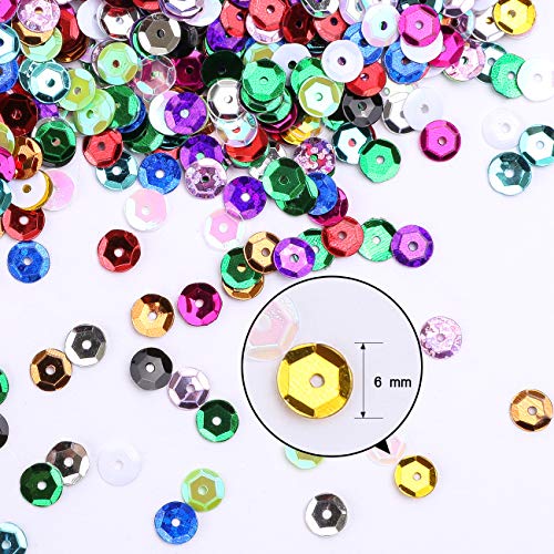 Naler 2800 Pieces 6MM Loose Sequins Cup Sequins Embroidery Sequins Iridescent Spangles for Crafts Sewing Wedding Christmas Easter Decorations, Light Purple